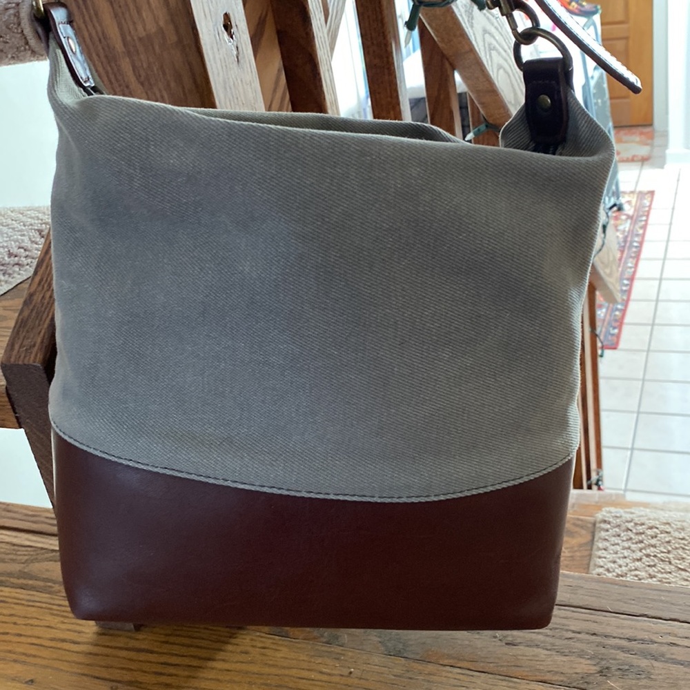 LL Bean leather and canvas crossbody bag